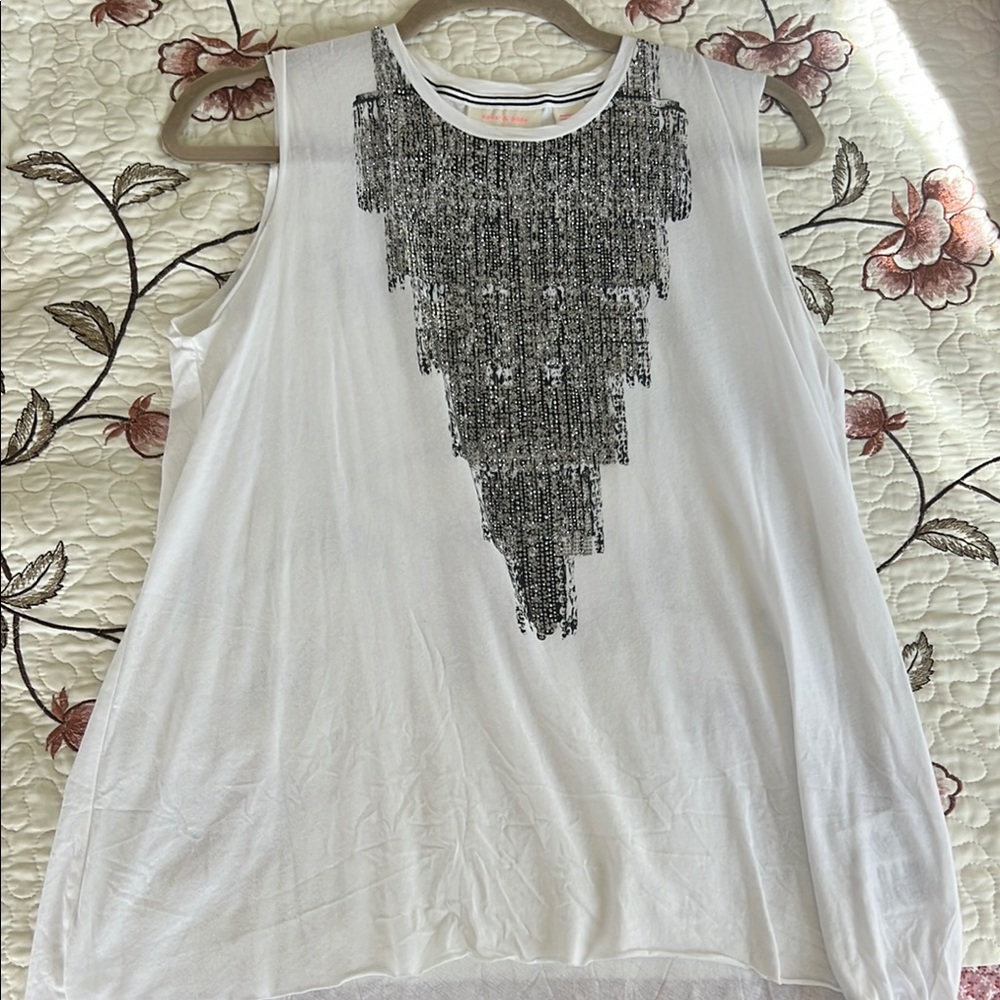 sass & bide Embellished Cream Sleeveless Tank Top